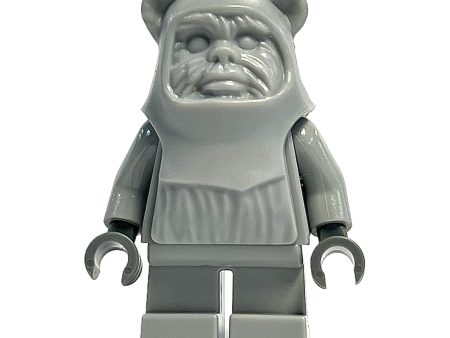 Prototype Wicket (Ewok) Hood Light Bluish Gray with Dark Bluish Gray Hands Monochrome Minifigure Online now